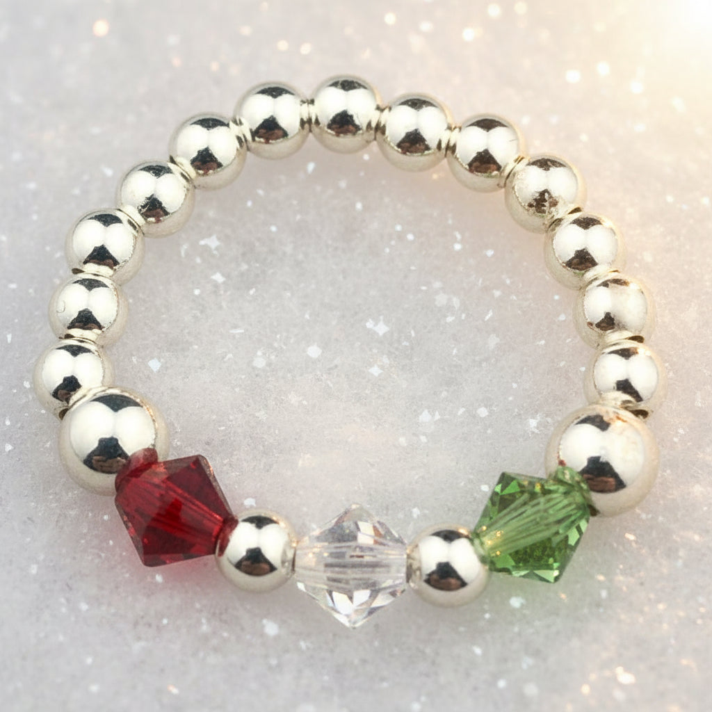 Christmas Bead Sterling Silver Stacking Ring by My Silver Wish
