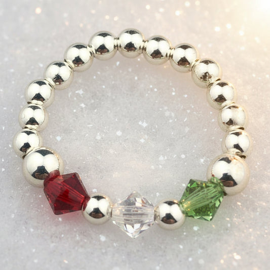 Christmas Bead Sterling Silver Stacking Ring by My Silver Wish